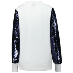 Dallas Cowboys Cuce Women's Sequin Sleeve V-Neck Pullover Sweatshirt- White | NFL