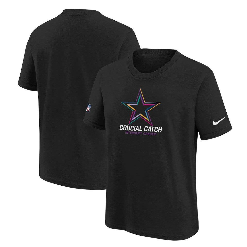 Dallas Cowboys Youth 2024 NFL Crucial Catch T-Shirt Black | Nike for Sale