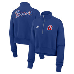 Atlanta Braves Nike Women's Cooperstown Collection Phoenix Fleece Half-Zip Sweatshirt - MLB