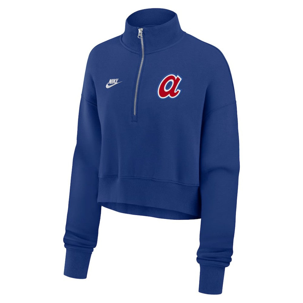 Atlanta Braves Nike Women's Cooperstown Collection Phoenix Fleece Half-Zip Sweatshirt - MLB