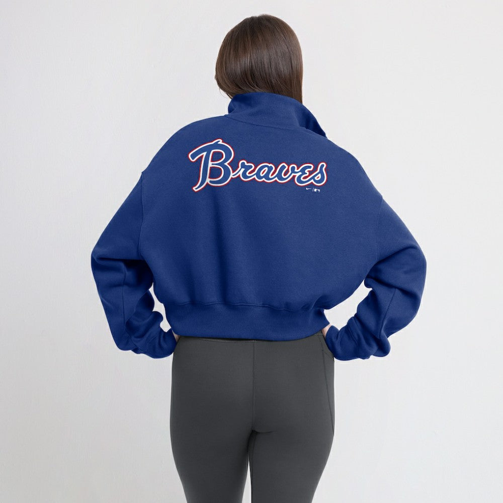 Atlanta Braves Nike Women's Cooperstown Collection Phoenix Fleece Half-Zip Sweatshirt - MLB