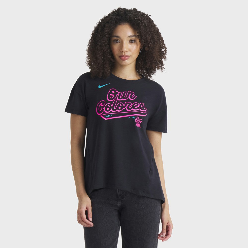 Miami Marlins Nike Women's 2025 City Connect Flowy Fashion Tri-Blend Dri-FIT T-Shirt - MLB