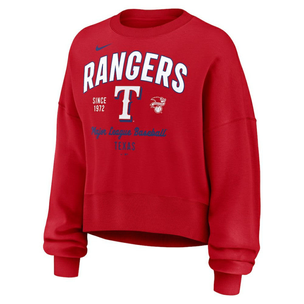 Texas Rangers Nike Women's Oversized High Hip Pullover Sweatshirt - MLB