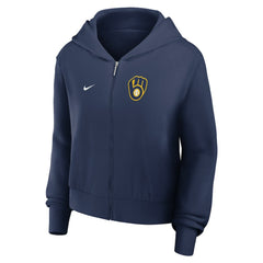 Milwaukee Brewers Nike Women's Cropped Chill Full-Zip Hoodie - MLB