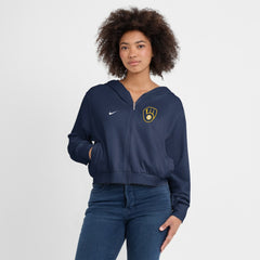 Milwaukee Brewers Nike Women's Cropped Chill Full-Zip Hoodie - MLB