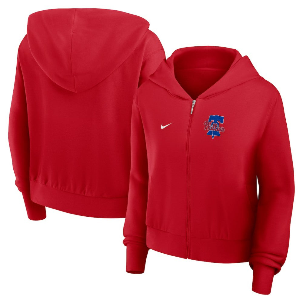 Philadelphia Phillies Nike Women's Cropped Chill Full-Zip Hoodie - MLB