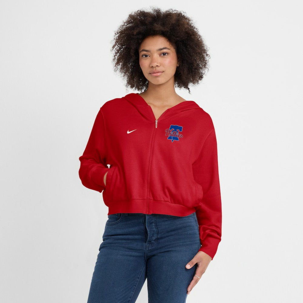 Philadelphia Phillies Nike Women's Cropped Chill Full-Zip Hoodie - MLB