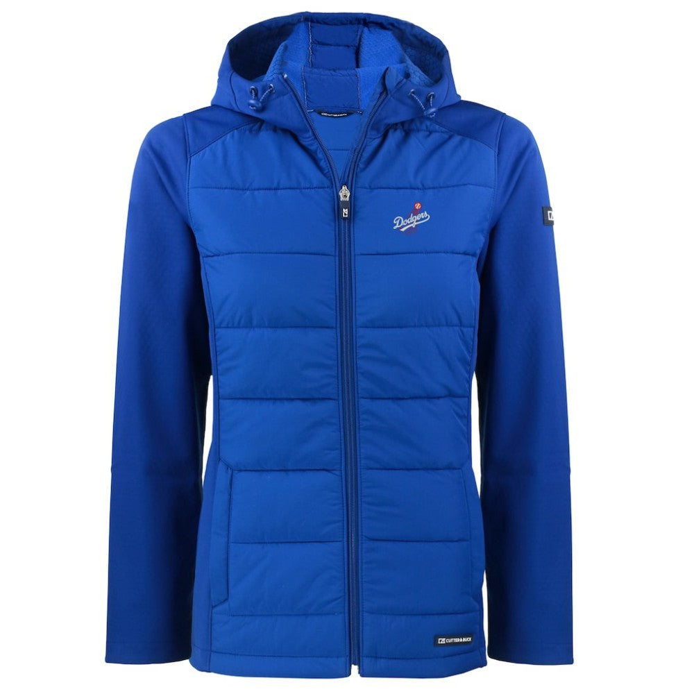 Los Angeles Dodgers Cutter & Buck Women's  Evoke Hybrid Eco Softshell Recycled Full-Zip Hoodie Jacket - MLB