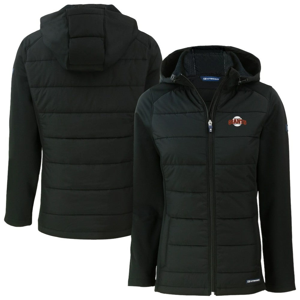 San Francisco Giants Cutter & Buck Women's  Evoke Hybrid Eco Softshell Recycled Full-Zip Hoodie Jacket - MLB