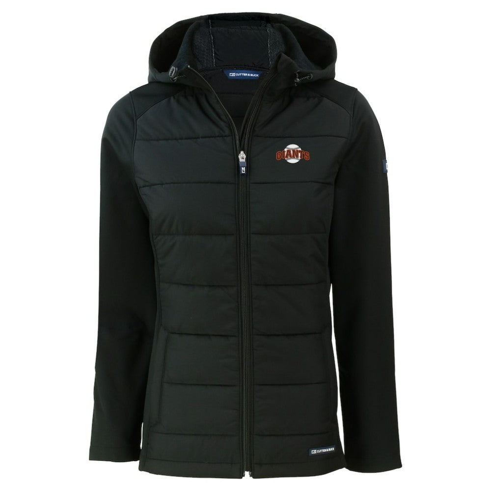 San Francisco Giants Cutter & Buck Women's  Evoke Hybrid Eco Softshell Recycled Full-Zip Hoodie Jacket - MLB