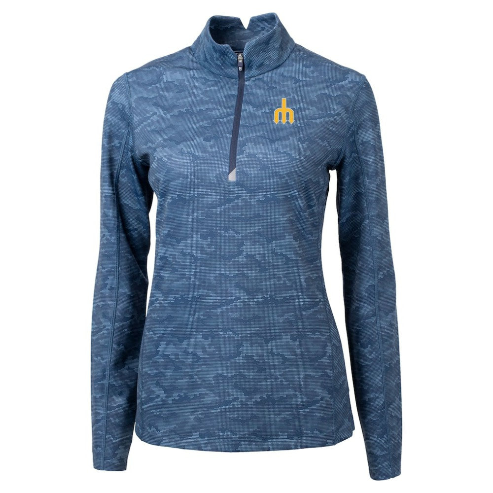 Seattle Mariners Cutter & Buck Women's  Traverse Camo Print Stretch Quarter-Zip Top - MLB