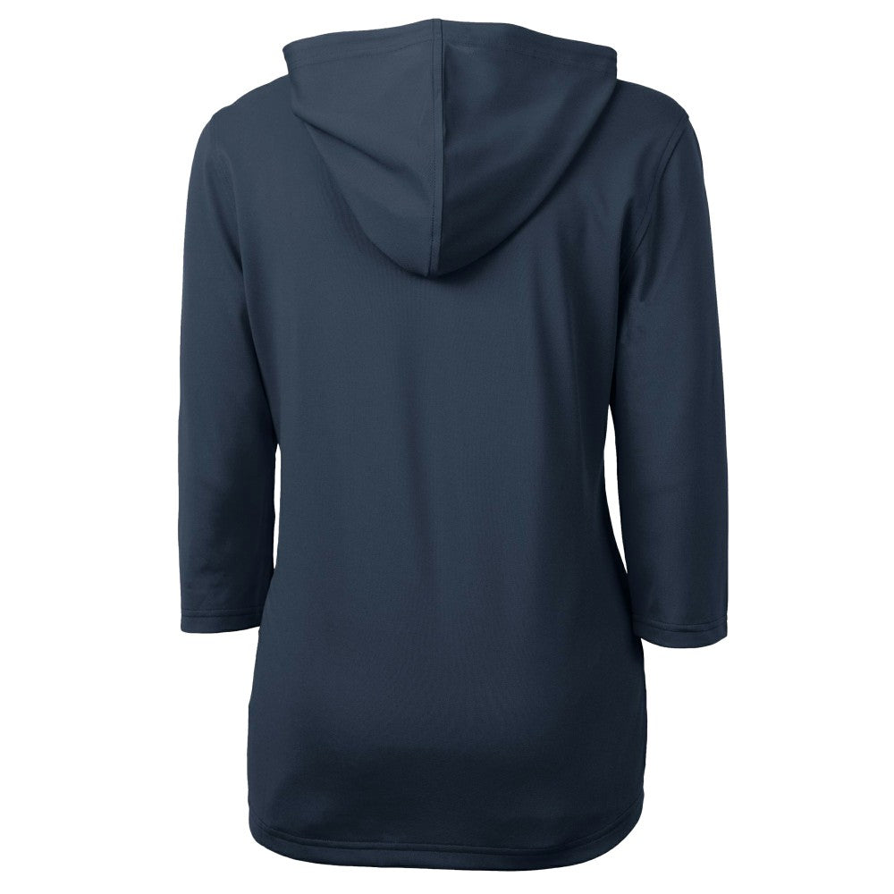 Cleveland Guardians Cutter & Buck Women's  DryTec Virtue Eco Pique Recycled 3/4-Sleeve Half-Zip Pullover Hoodie - MLB