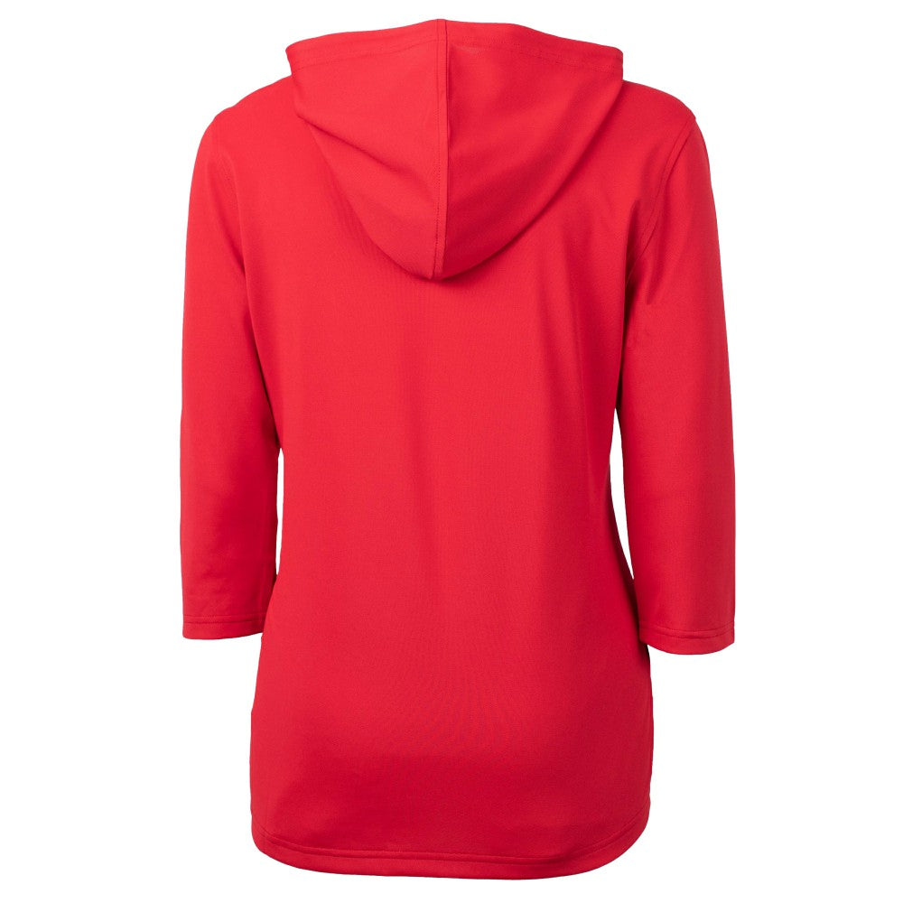 Cleveland Guardians Cutter & Buck Women's  DryTec Virtue Eco Pique Recycled 3/4-Sleeve Half-Zip Pullover Hoodie - MLB