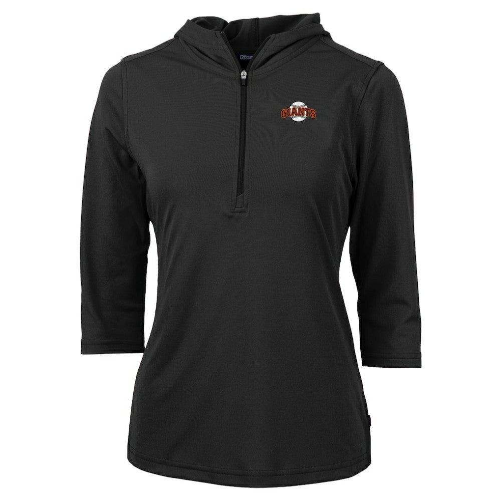 San Francisco Giants Cutter & Buck Women's  DryTec Virtue Eco Pique Recycled 3/4-Sleeve Half-Zip Pullover Hoodie - MLB