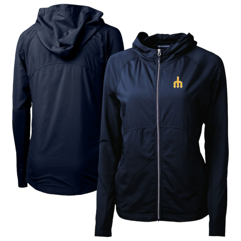 Seattle Mariners Cutter & Buck Women's  Adapt Eco Knit Hybrid Recycled Full-Zip Hoodie - MLB
