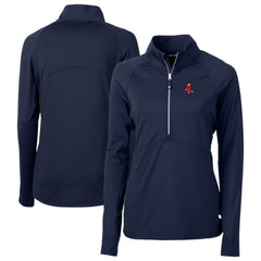 Boston Red Sox Cutter & Buck Women's  DryTec Adapt Eco Knit Stretch Recycled Raglan Half-Zip Top - MLB