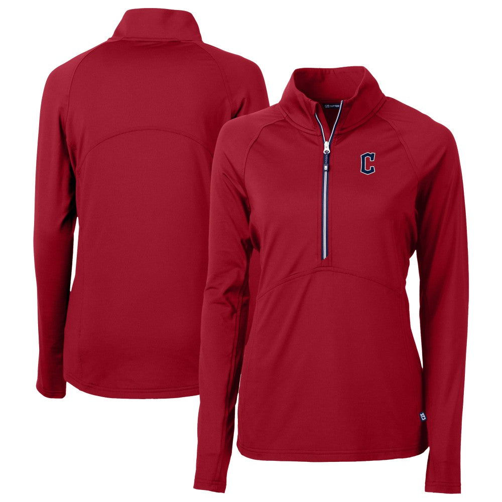 Cleveland Guardians Cutter & Buck Women's  DryTec Adapt Eco Knit Stretch Recycled Raglan Half-Zip Top - MLB