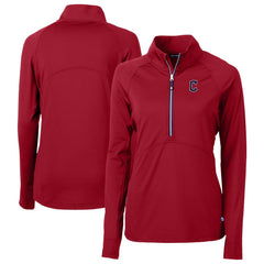 Cleveland Guardians Cutter & Buck Women's  DryTec Adapt Eco Knit Stretch Recycled Raglan Half-Zip Top - MLB