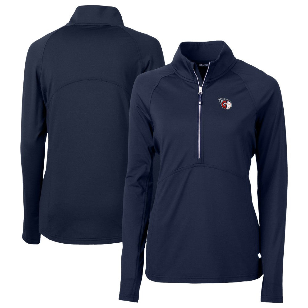 Cleveland Guardians Cutter & Buck Women's  DryTec Adapt Eco Knit Stretch Recycled Raglan Half-Zip Top - MLB