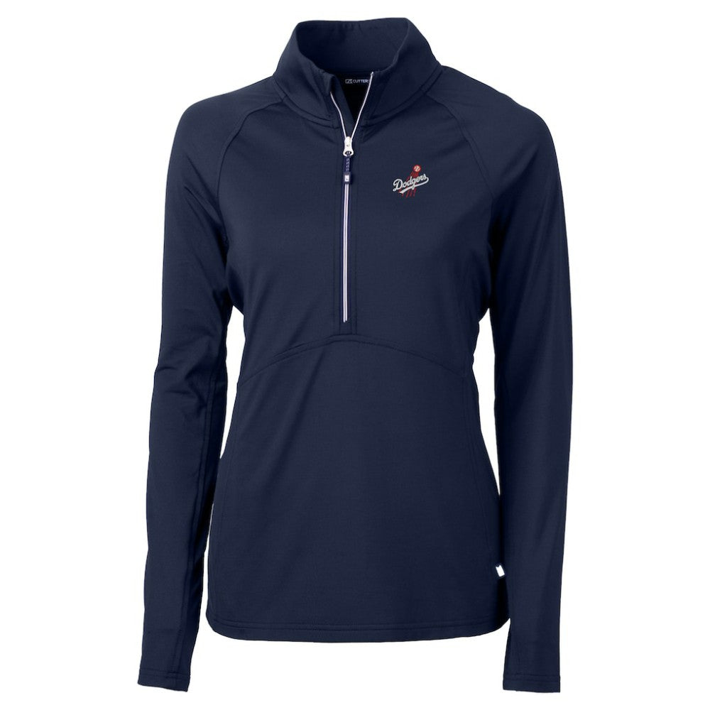 Los Angeles Dodgers Cutter & Buck Women's  DryTec Adapt Eco Knit Stretch Recycled Raglan Half-Zip Top - MLB