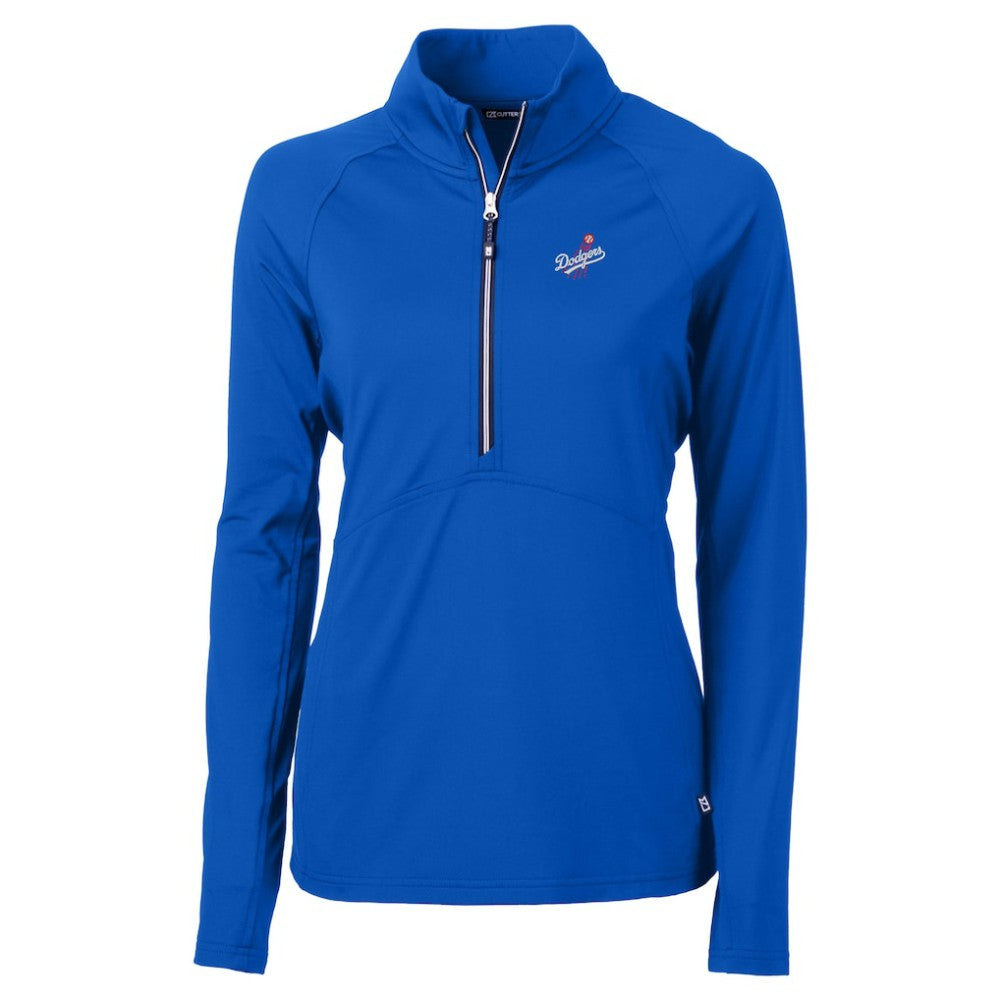 Los Angeles Dodgers Cutter & Buck Women's  DryTec Adapt Eco Knit Stretch Recycled Raglan Half-Zip Top - MLB
