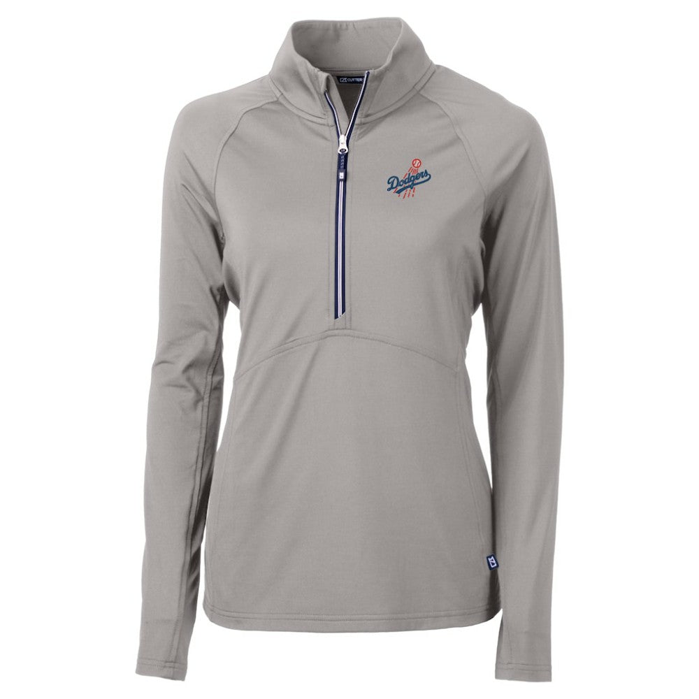 Los Angeles Dodgers Cutter & Buck Women's  DryTec Adapt Eco Knit Stretch Recycled Raglan Half-Zip Top - MLB