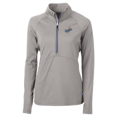 Los Angeles Dodgers Cutter & Buck Women's  DryTec Adapt Eco Knit Stretch Recycled Raglan Half-Zip Top - MLB