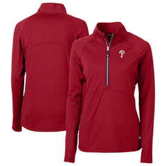 Philadelphia Phillies Cutter & Buck Women's  DryTec Adapt Eco Knit Stretch Recycled Raglan Half-Zip Top - MLB