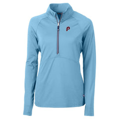 Philadelphia Phillies Cutter & Buck Women's Cooperstown Collection DryTec Adapt Eco Knit Stretch Recycled Raglan Half-Zip Top - MLB