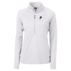 Philadelphia Phillies Cutter & Buck Women's Cooperstown Collection DryTec Adapt Eco Knit Stretch Recycled Raglan Half-Zip Top - MLB