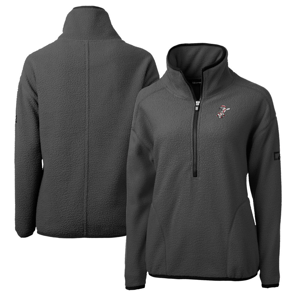 Cincinnati Reds Cutter & Buck Women's Cooperstown Collection Cascade Eco Sherpa Fleece Half-Zip Pullover Jacket - MLB
