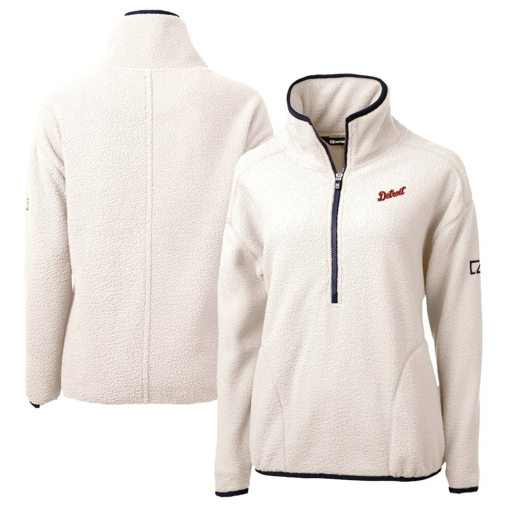 Detroit Tigers Cutter & Buck Women's  Cascade Eco Sherpa Fleece Half-Zip Pullover Jacket - MLB