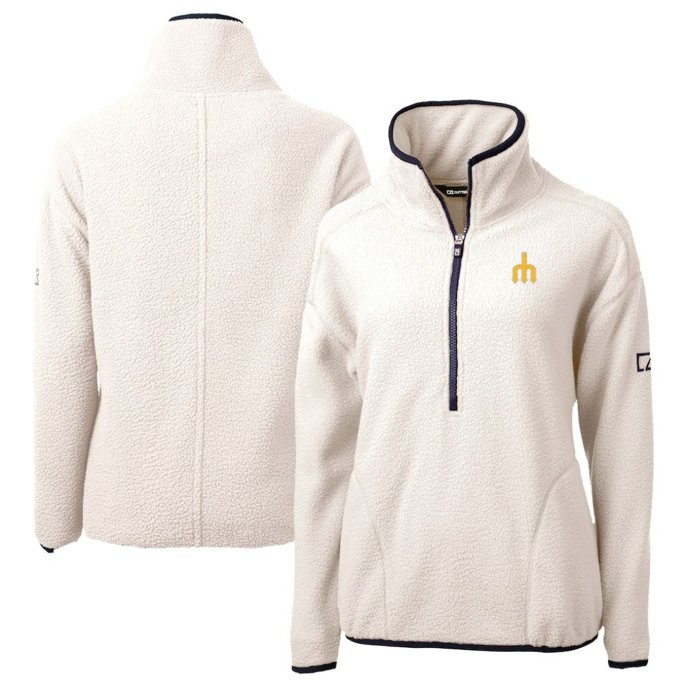 Seattle Mariners Cutter & Buck Women's  Cascade Eco Sherpa Fleece Half-Zip Pullover Jacket - MLB