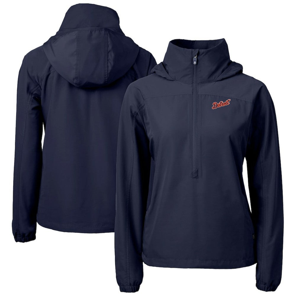 Detroit Tigers Cutter & Buck Women's  Charter Eco Recycled Half-Zip Anorak Jacket - MLB