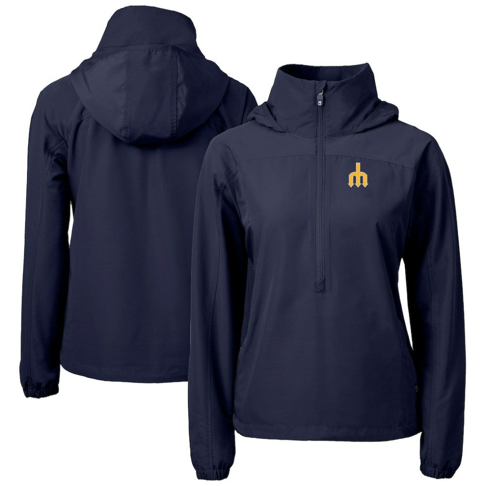 Seattle Mariners Cutter & Buck Women's  Charter Eco Recycled Half-Zip Anorak Jacket - MLB