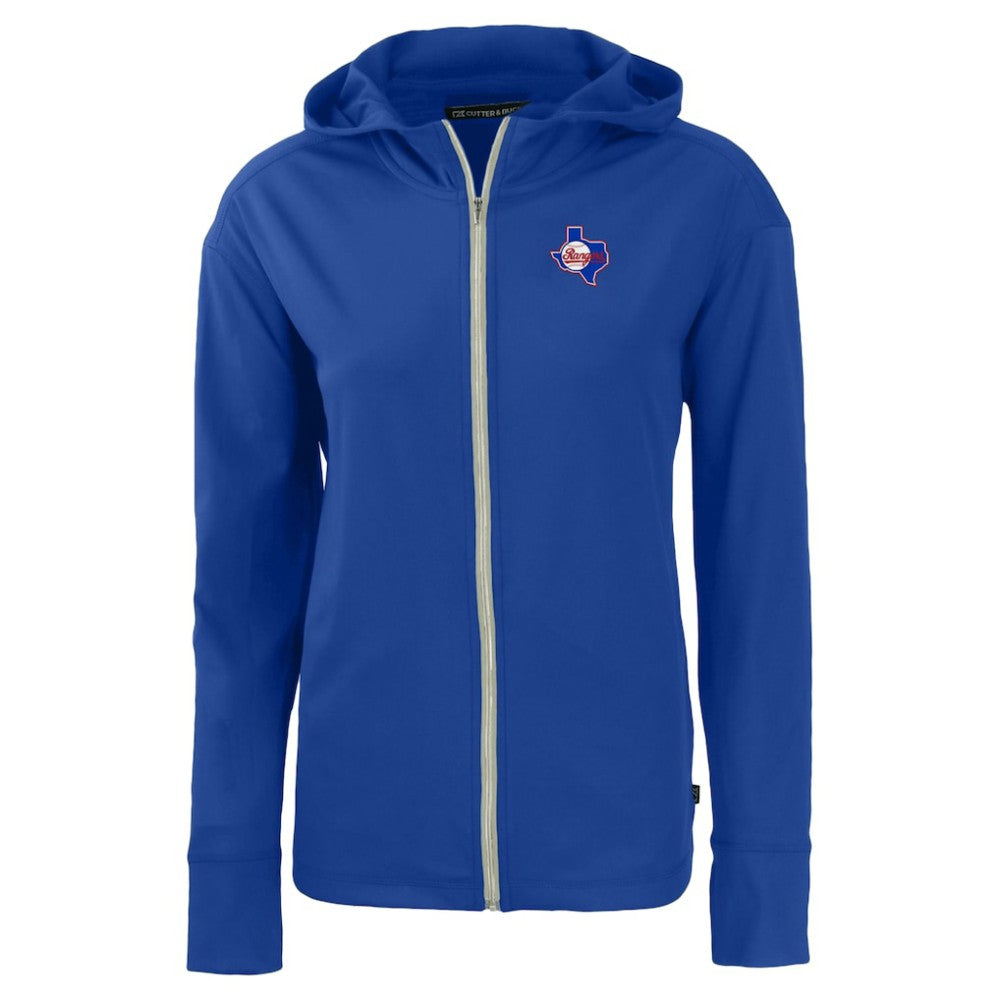 Texas Rangers Cutter & Buck Women's Cooperstown Collection Daybreak Eco Recycled Full-Zip Hoodie Jacket - MLB