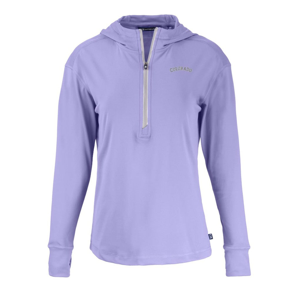 Colorado Rockies Cutter & Buck Women's Daybreak Eco Recycled Half-Zip Hoodie - MLB