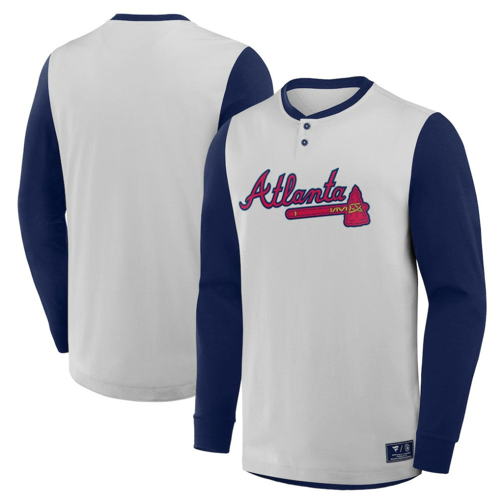 Atlanta Braves Fanatics Clubhouse Long Sleeve Henley Shirt - MLB