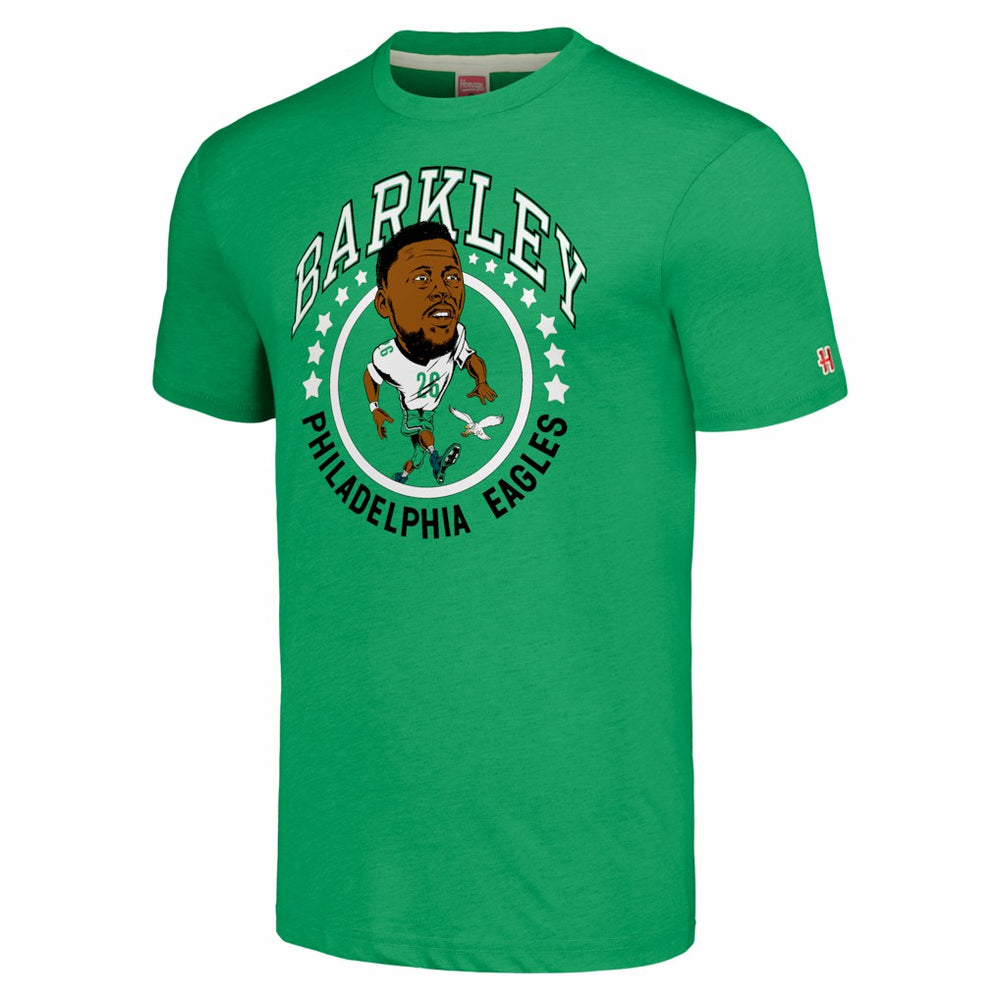 Saquon Barkley Philadelphia Eagles Homage Unisex Caricature Player Tri-Blend T-Shirt Kelly Green | NFL