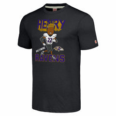 Derrick Henry Baltimore Ravens Homage Unisex Caricature Player Tri-Blend T-Shirt Charcoal | NFL