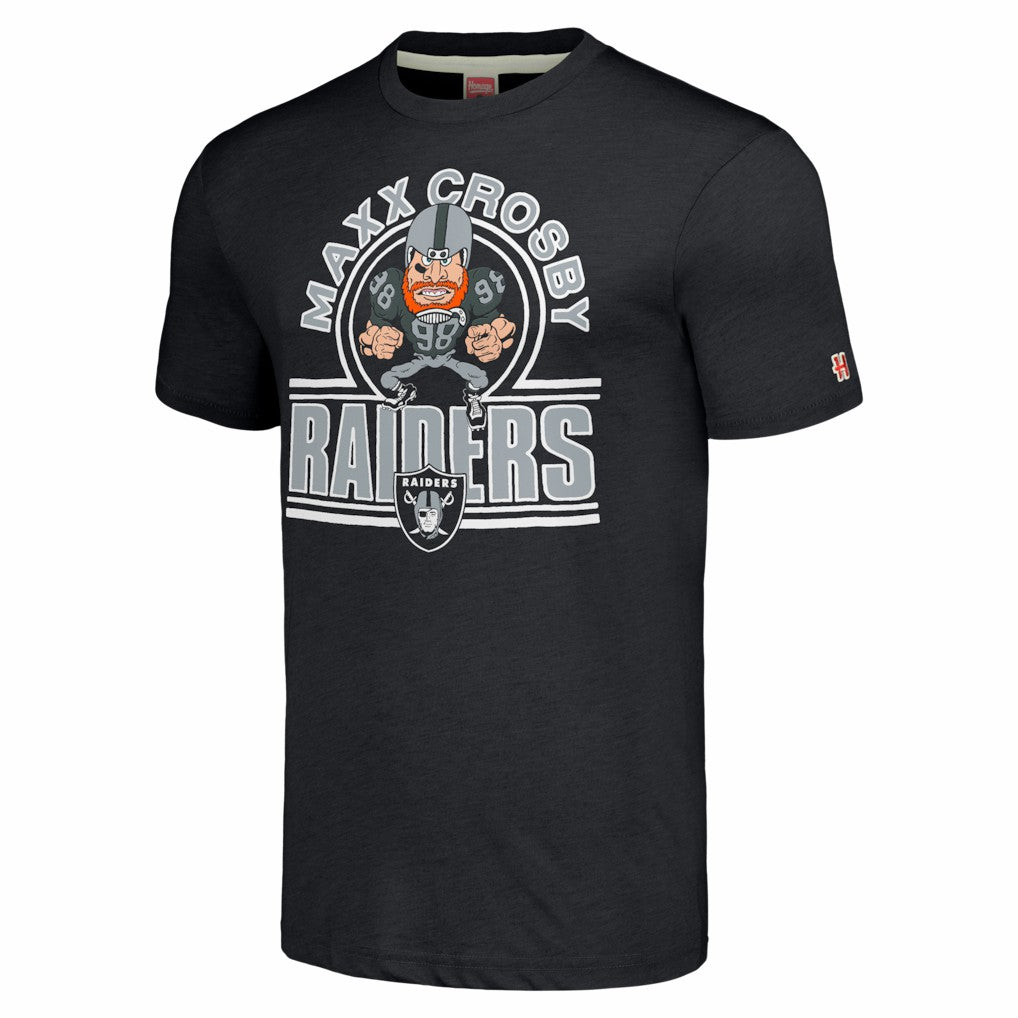 Maxx Crosby Las Vegas Raiders Homage Unisex Caricature Player Tri-Blend T-Shirt Charcoal | NFL