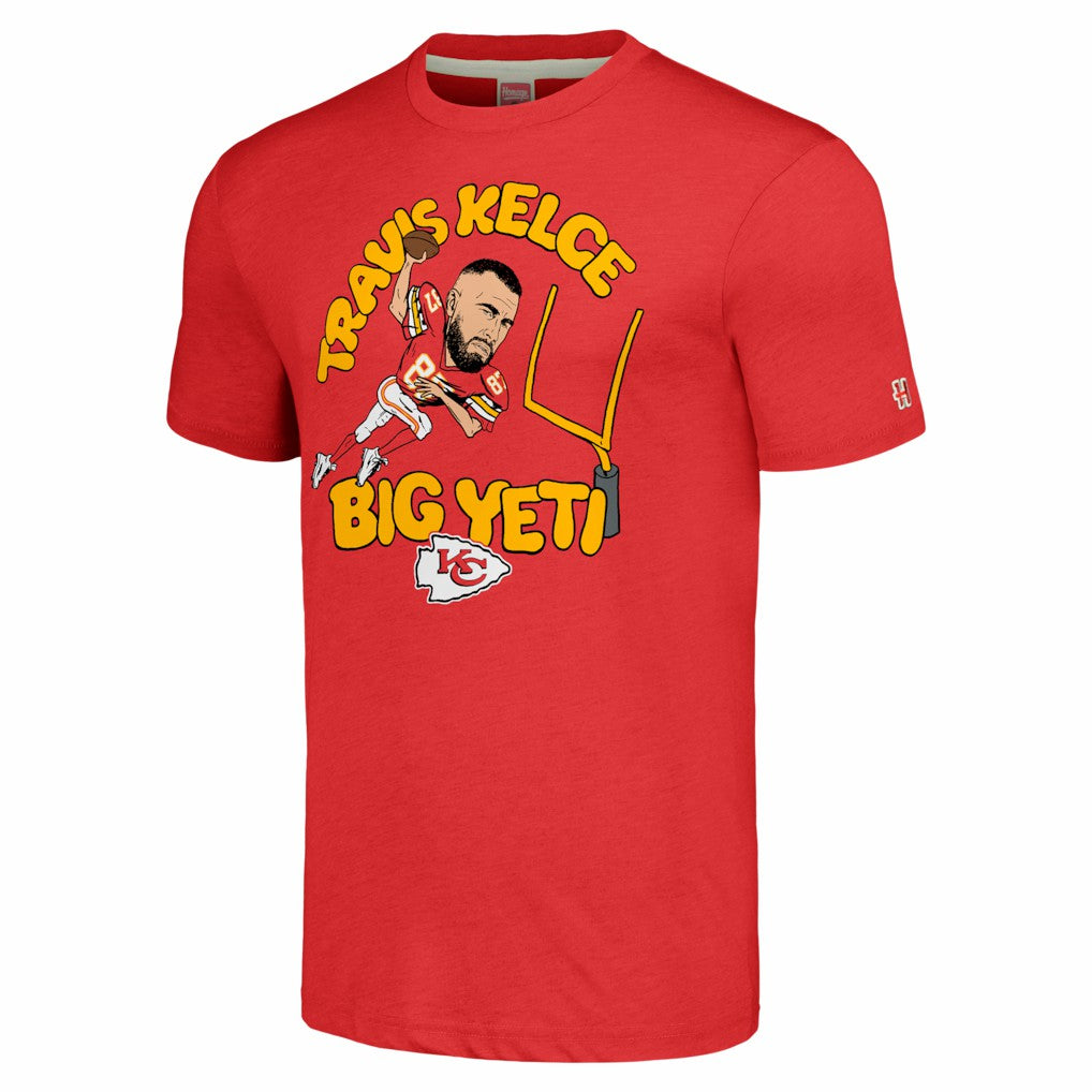 Travis Kelce Kansas City Chiefs Homage Unisex Caricature Player Tri-Blend T-Shirt Red | NFL