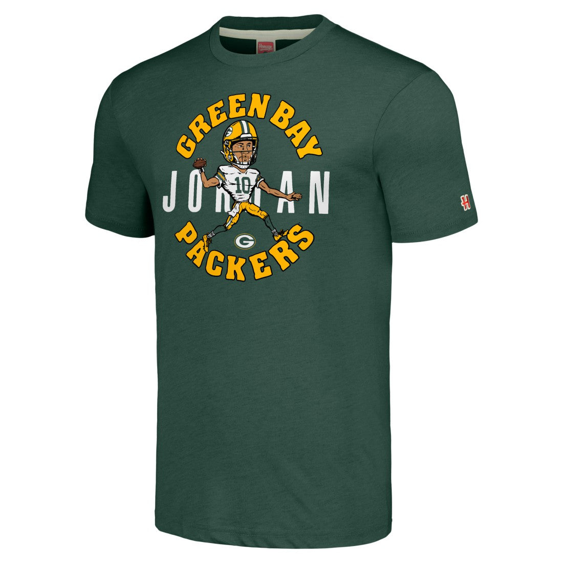Jordan Love Green Bay Packers Homage Unisex Caricature Player Tri-Blend T-Shirt Green | NFL