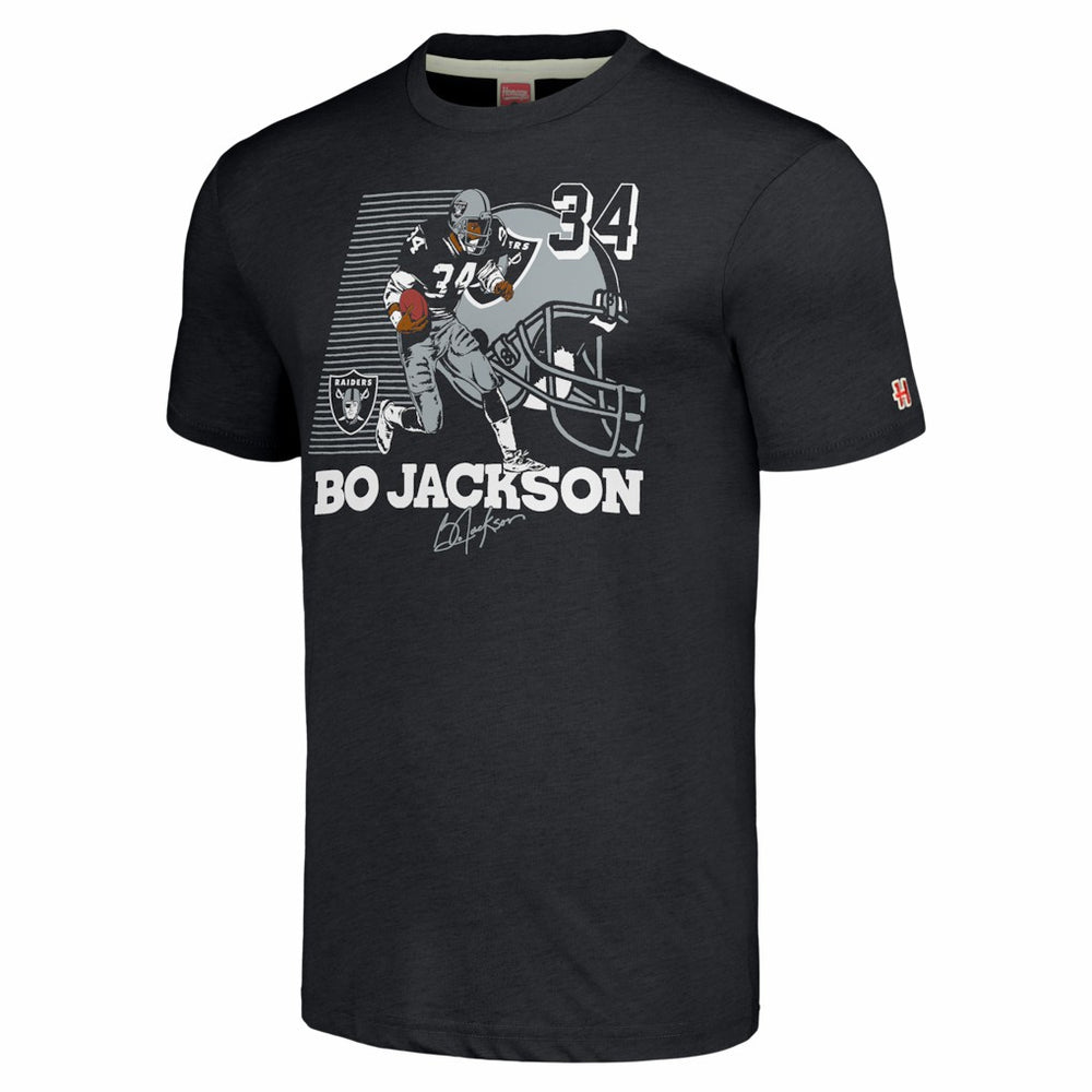 Bo Jackson Las Vegas Raiders Homage Unisex Caricature Retired Player Tri-Blend T-Shirt Charcoal | NFL
