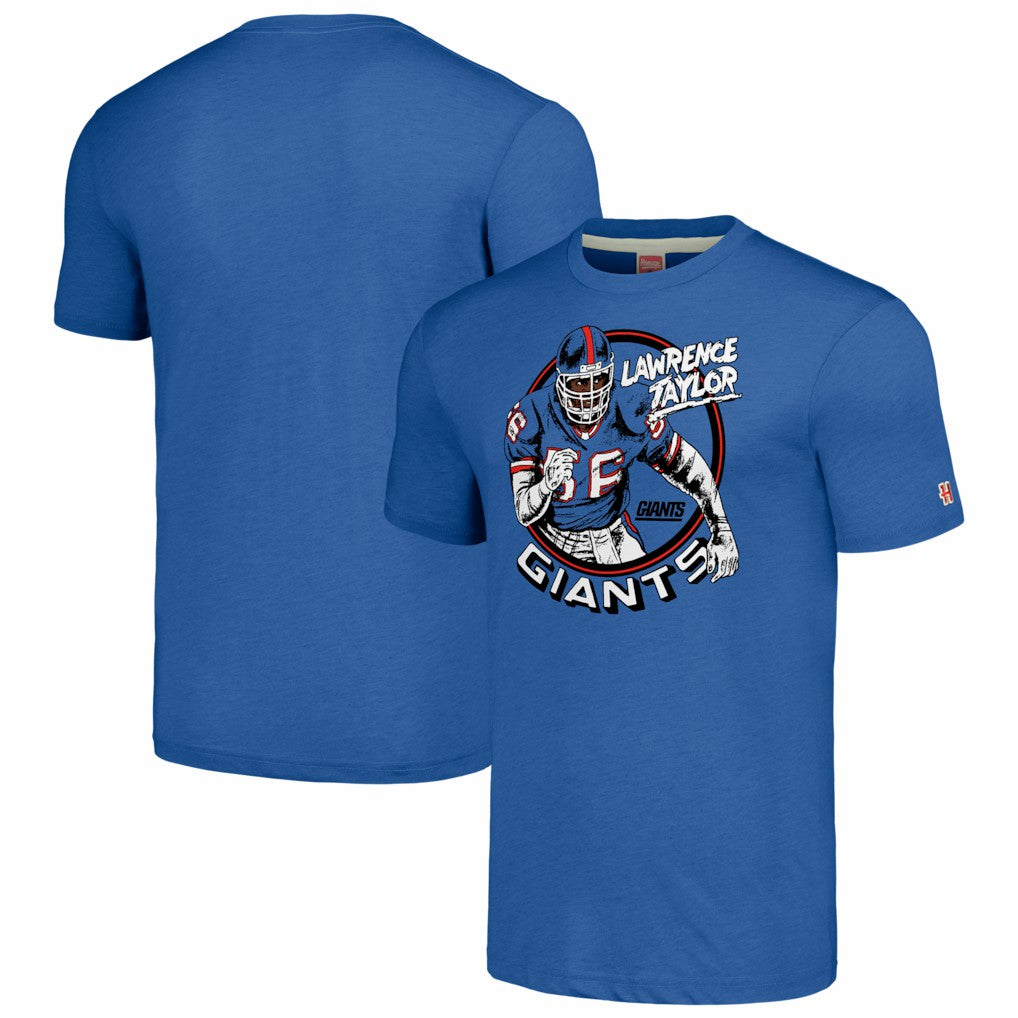 Lawrence Taylor New York Giants Homage Unisex Caricature Retired Player Tri-Blend T-Shirt Royal | NFL