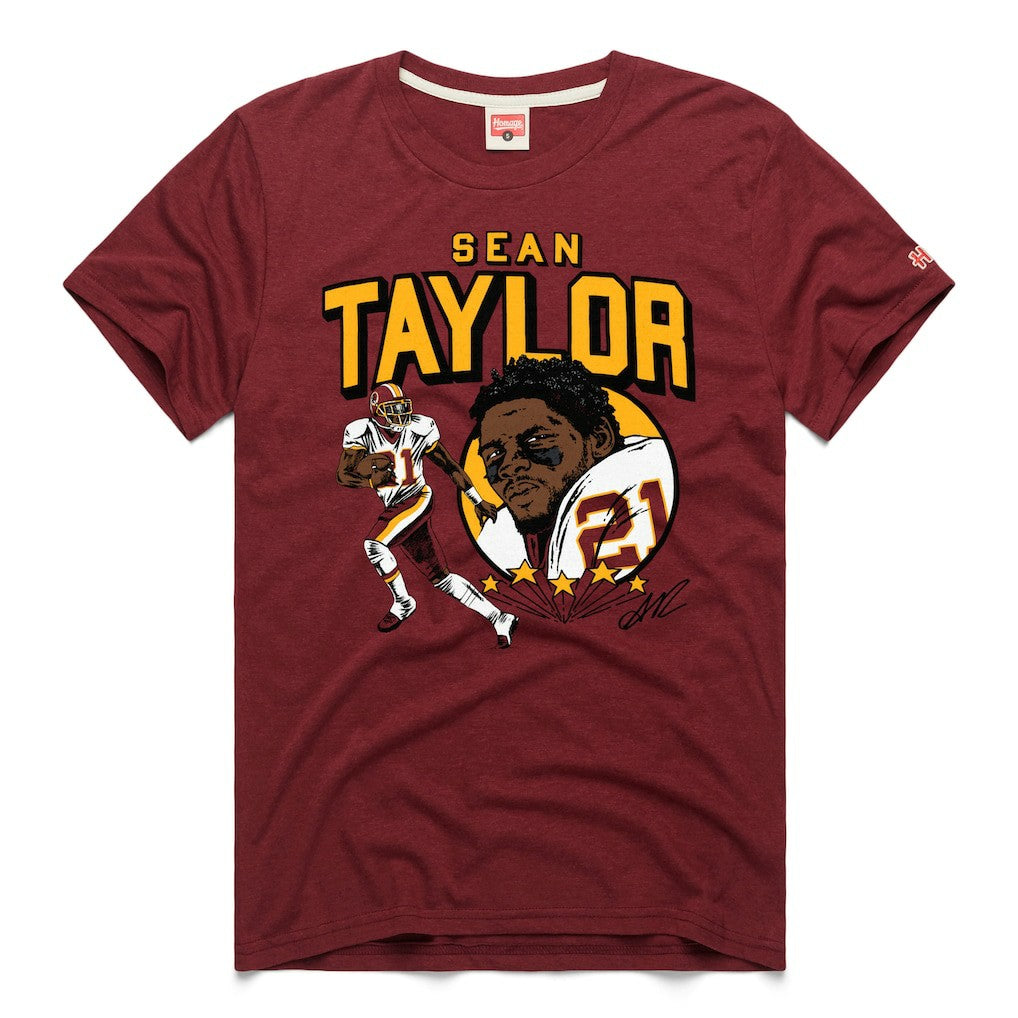 Sean Taylor Washington Commanders Homage Caricature Retired Player Tri-Blend T-Shirt Burgundy | NFL
