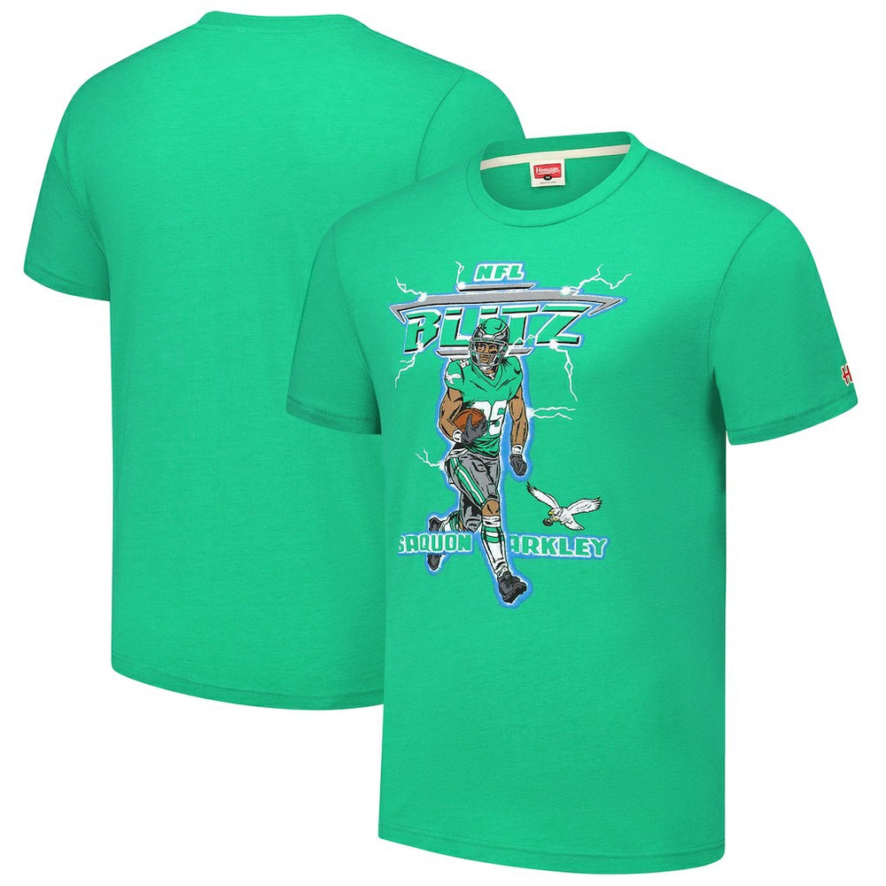 Saquon Barkley Philadelphia Eagles Homage Unisex NFL Blitz Player Tri-Blend T-Shirt Heathered Kelly Green | NFL