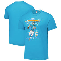Dan Marino Miami Dolphins Homage Unisex NFL Blitz Retired Player Tri-Blend T-Shirt Heathered Aqua | NFL