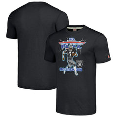 Bo Jackson Las Vegas Raiders Homage Unisex NFL Blitz Retired Player Tri-Blend T-Shirt Heathered Charcoal | NFL