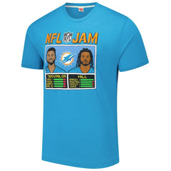Tua Tagovailoa & Tyreek Hill Miami Dolphins Homage Unisex NFL Jam Tri-Blend T-Shirt Aqua | NFL